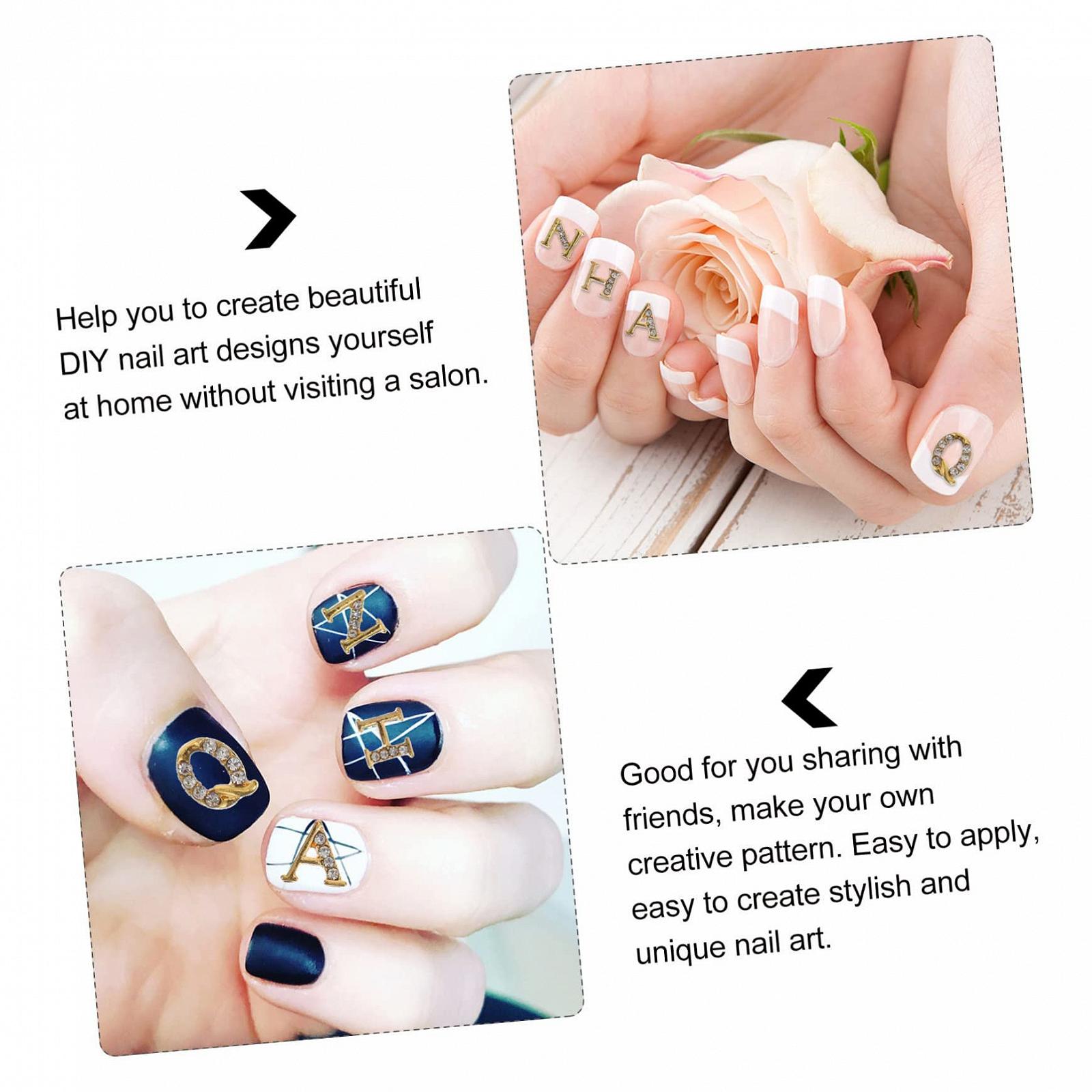 FRCOLOR 2 коробки Аксессуары для ногтей Металлическое украшение Металлические украшения для ногтей Буквенные подвески для ногтей Хрустальное украшение для скрапбукинга 3D Стразы для маникюра, фото №5