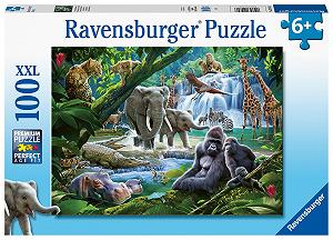 Пазл Ravensburger 12970 Animals Jungle Families 100 елементів XXL різнокольоровий 49 x 36 x 0,2 см synthetic.ua - Фото 1