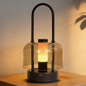 Настільна лампа LED Акумуляторна Сенсорна Димер 3 колірні температури USB Black - Фото 1