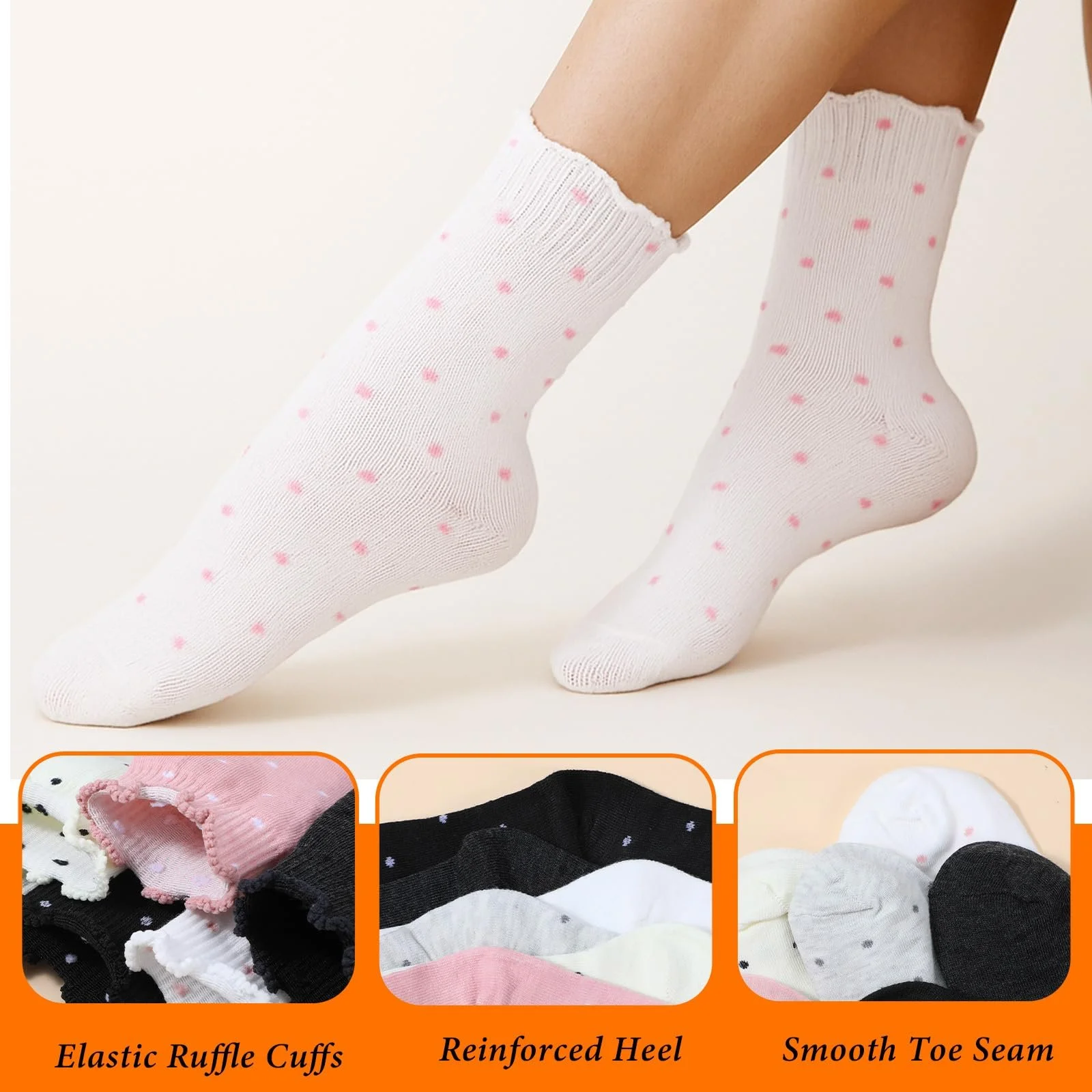 Шкарпетки з оборками (6 пар) Бавовняні Розмір 35-42, фото №4 Шкарпетки з оборками (6 пар) Бавовняні Розмір 35-42, фото №4