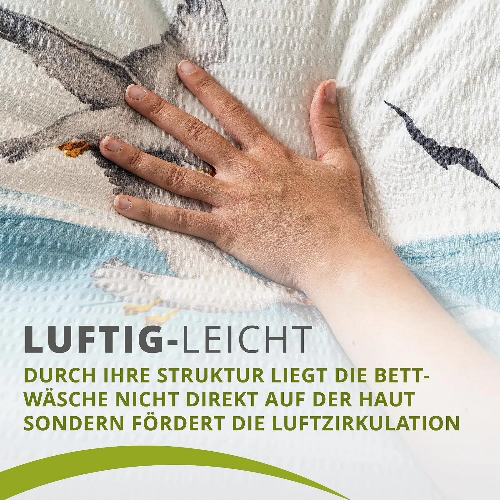 Комплект постільної білизни Traumschlaf Seersucker 135 x 200 см бавовна морський стиль з блискавкою Чайки, фото №6