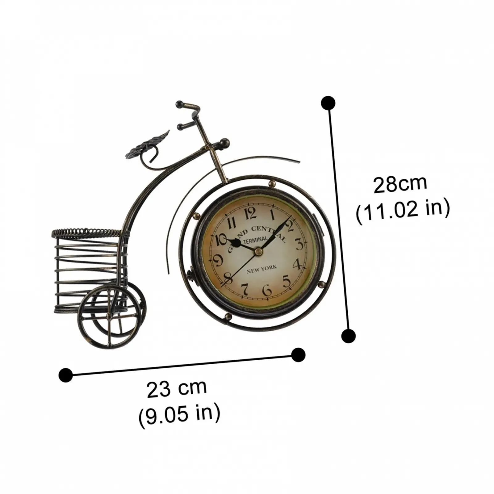 Настільний годинник MUCKLILY Вінтажний металевий з тихим механізмом, ПВХ скло, європейський ретро дизайн, декоративний, фото №2