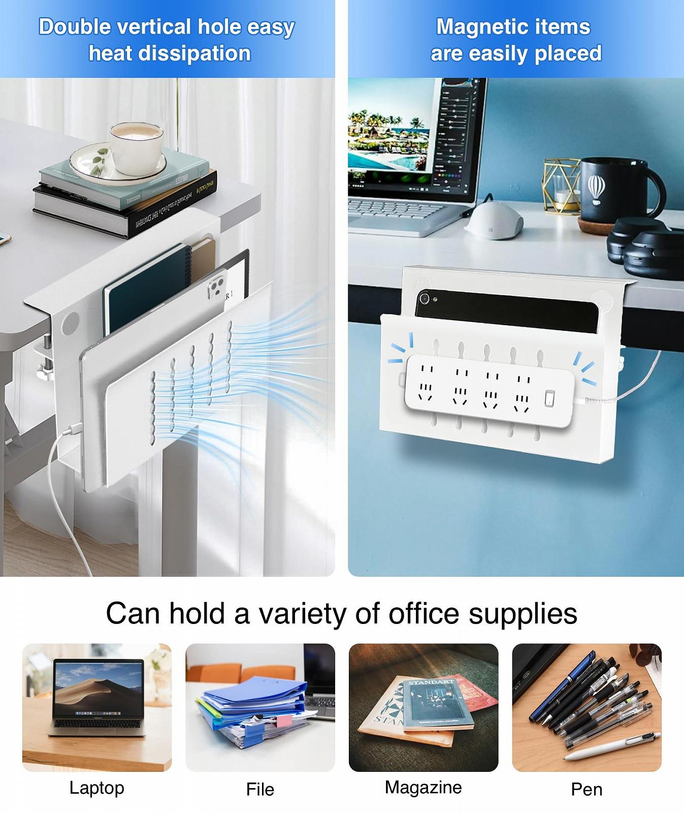 Настінний органайзер для столу для ноутбука, без свердління, сталевий тримач для ноутбука для офісу та дому, фото №4