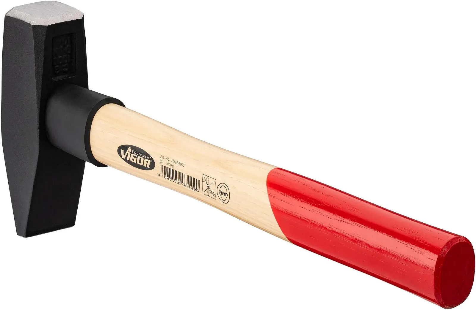 Слесарный молоток ViGOR V2662-1000 1000 г с рукояткой из гикори и резиновой защитой 360 мм, фото №4