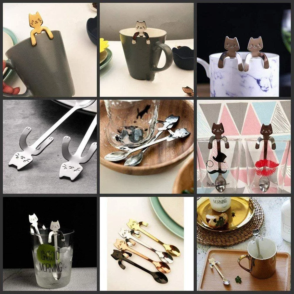 Ложка кавова Кот, набір з 5 штук, нержавіюча сталь, підвісна, фото №9