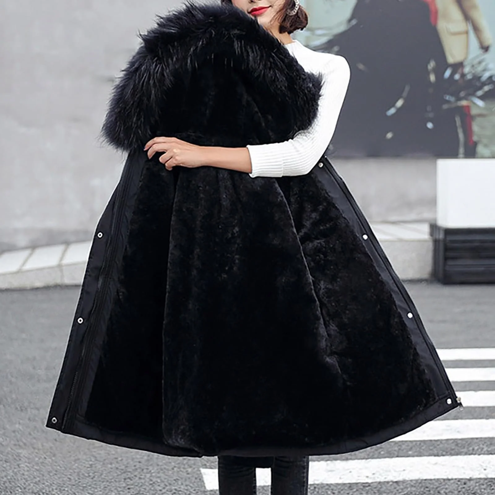 Парка Жіноча Демісезонна На Флісі З Штучним Хутром Тепла Довга З Капюшоном, фото №7