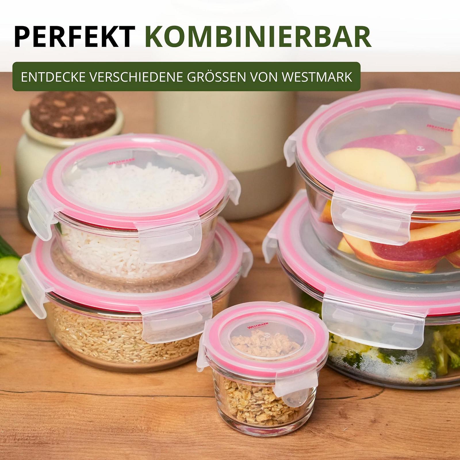 Скляний контейнер для зберігання продуктів Westmark 233522E1 Круглий 1300 мл Прозорий/Червоний, фото №10