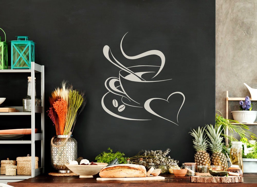 Наклейка на стіну Grandora W3040 Кавова чашка та серце I love Coffee Cup Самоклеюча, фото №2 Наклейка на стіну Grandora W3040 Кавова чашка та серце I love Coffee Cup Самоклеюча, фото №2