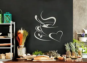 Наклейка на стіну Grandora W3040 Кавова чашка та серце I love Coffee Cup Самоклеюча synthetic.ua - Фото 1