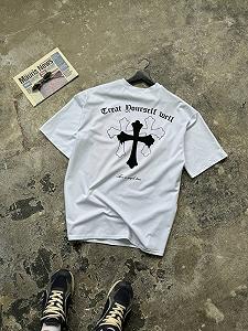 Футболка оверсайз біла Creat dourself mell RD394 - Фото 1