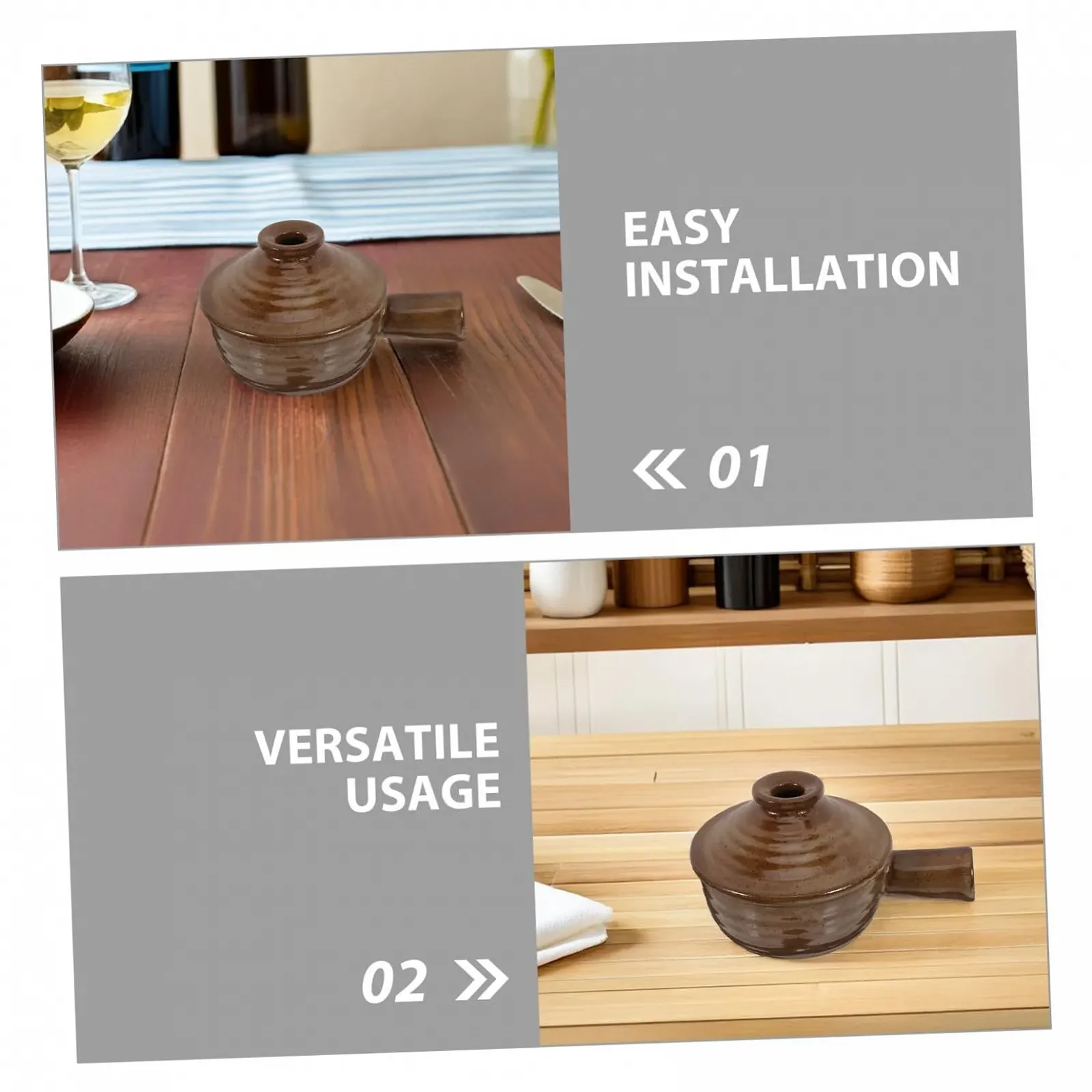 Набір ковшів-жаровень VALICLUD 2 шт керамічні з кришками для мікрохвильової печі, фото №3