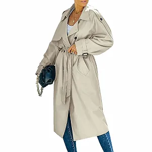 Жіночий Тренч Пальто З відкладним коміром Двобортна synthetic.ua - Фото 1