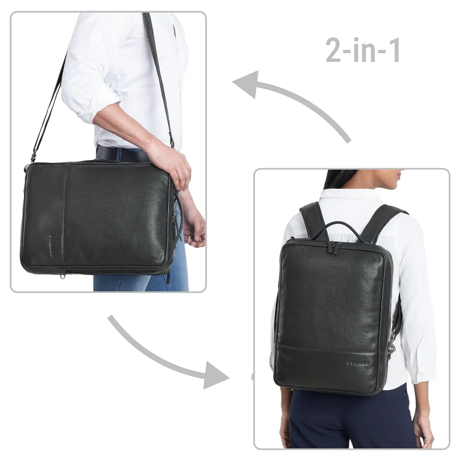 Рюкзак STILORD Dash 2-in-1 Leather XL 15-16 Inch Obsidian Black, фото №3 Рюкзак STILORD Dash 2-in-1 Leather XL 15-16 Inch Obsidian Black, фото №3
