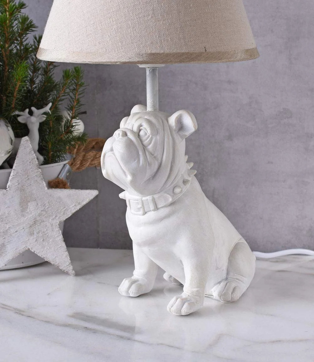Настольная лампа Palazzo Exclusive CW073 Мопс Бульдог Кантри Белая, фото №5