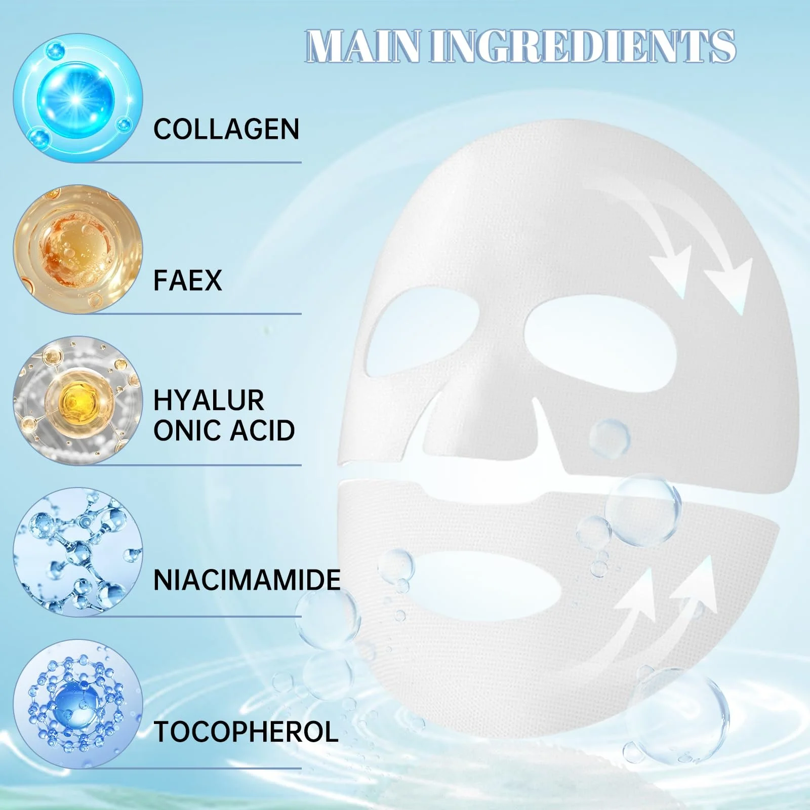 Маска для обличчя Collagen, Набір з 4 штук, зволожуюча, ліфтинг, плівкова, проти зморшок, фото №3 Маска для обличчя Collagen, Набір з 4 штук, зволожуюча, ліфтинг, плівкова, проти зморшок, фото №3