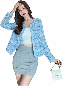 Женская весенняя твидовая куртка - Фото 1