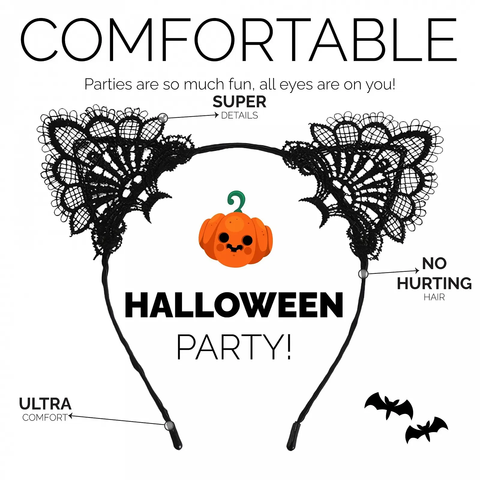 Обруч для волосся Вушка кота на Хелловін, фото №6