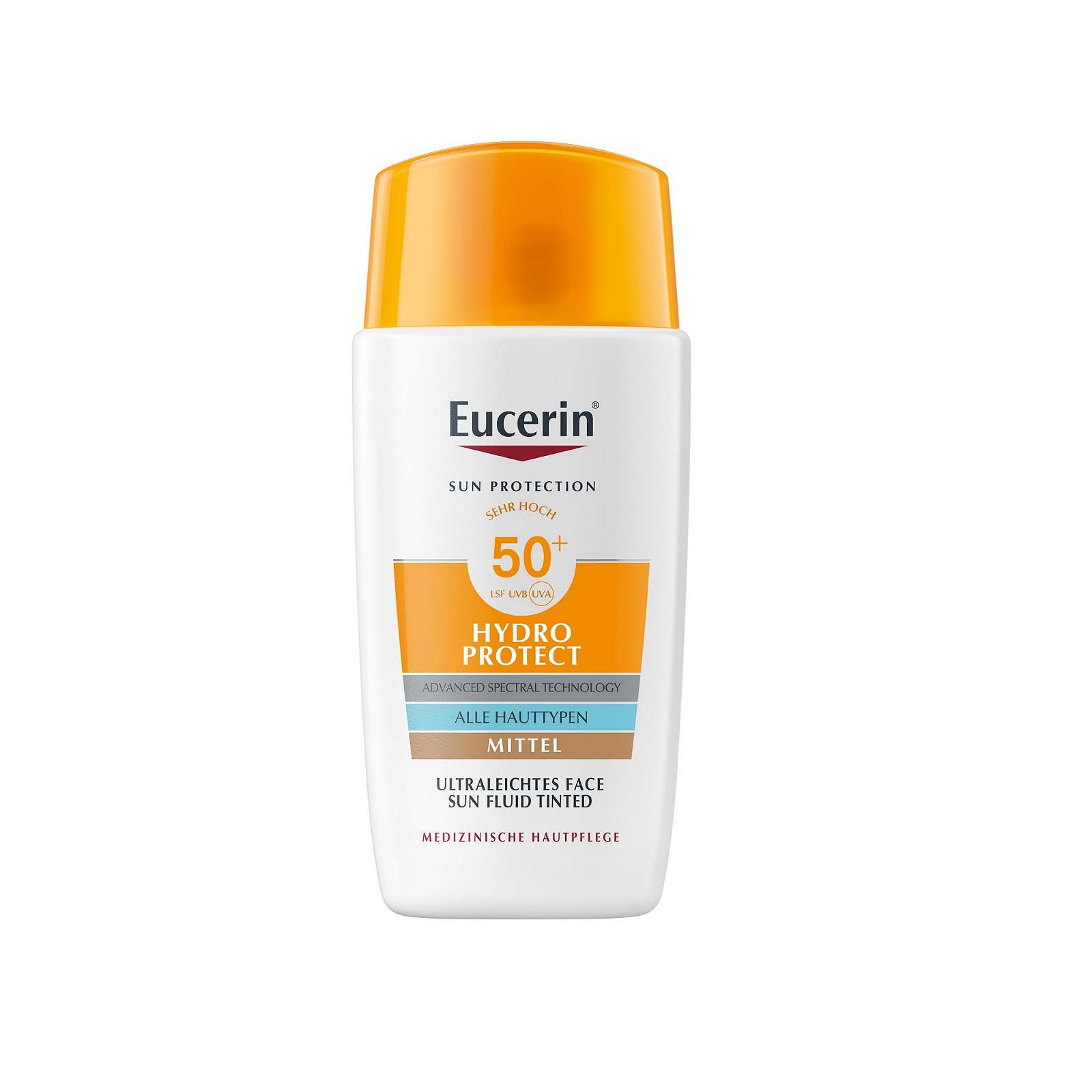 Сонцезахисний флюїд Eucerin Sun Face Hydro Protect Ultralight Sun Fluid Tinted SPF 50+ Medium 50 мл, фото №1