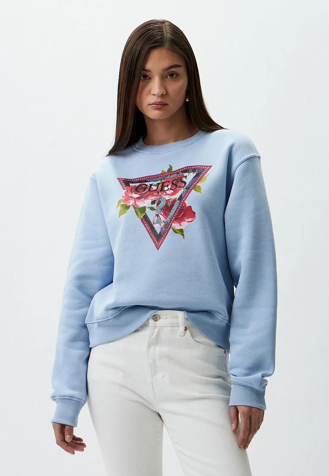 Жіночий світшот GUESS - Roses Triangle - Блакитний - S, фото №1