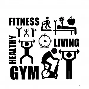 Наклейка на стіну Fitness Healthy Gym Body Shape чорна 57 x 51 см - Фото 1