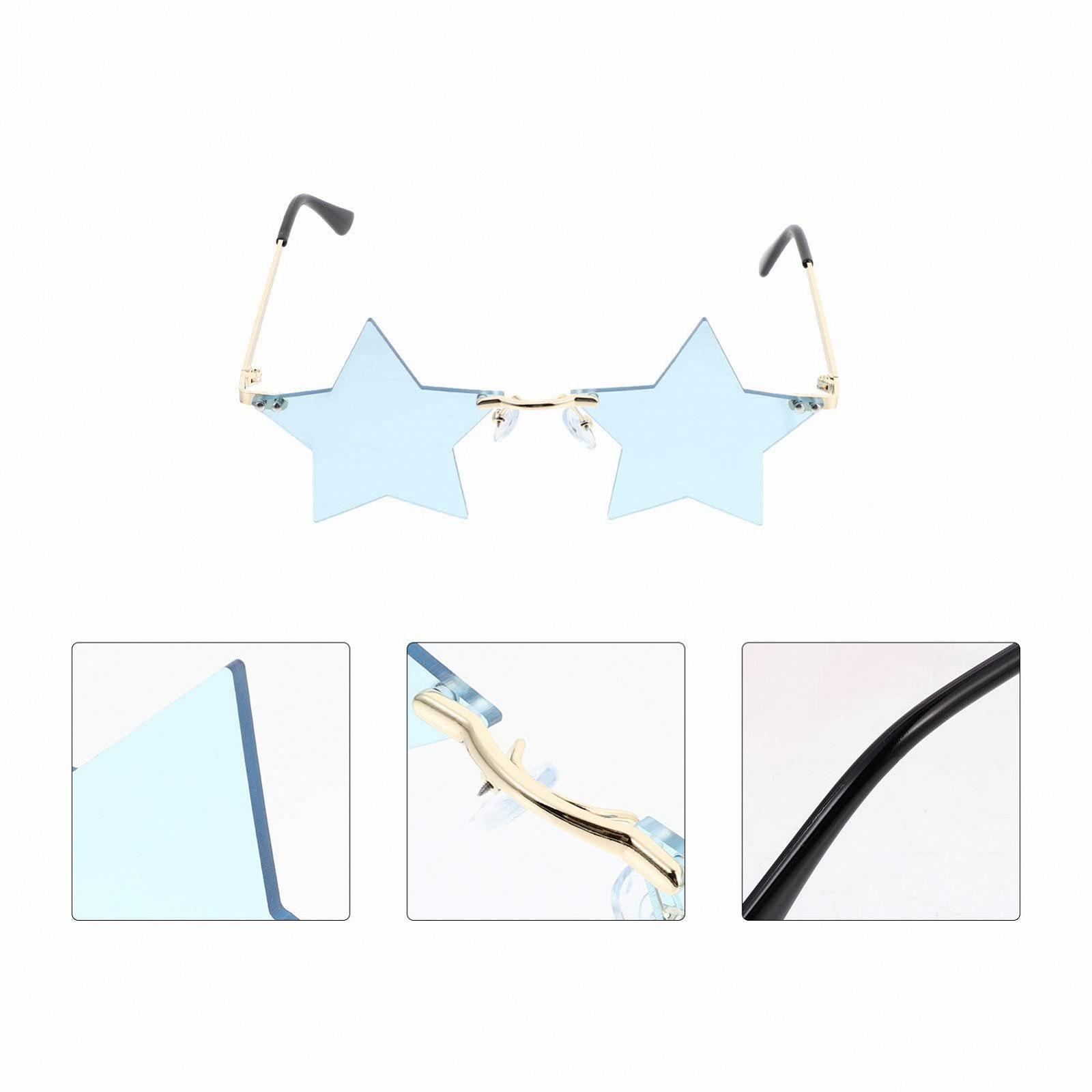 Сонцезахисні Окуляри Jojofuny У формі Зірки, Металеві, Без оправи, Сірі, Небесно-блакитні, фото №6