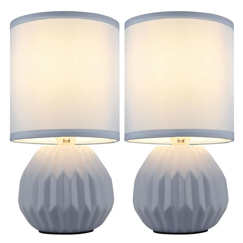 Настольная лампа GLOBO Синяя Керамическая Текстильная 1x E14 Ø12x23 см Набор из 2 шт., фото №1