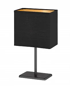 Настільна лампа Fischer & Honsel Bozen пісочний чорний матовий, тканинний плафон чорний чинц всередині золото, 17х10х30 см, з вимикачем на шнурі, 1x E14 макс. 25 Вт - Фото 1