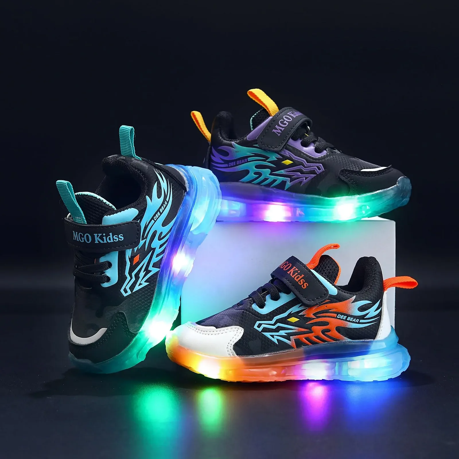 LED Обувь детская Оранжевый/Синий/Фиолетовый, фото №7