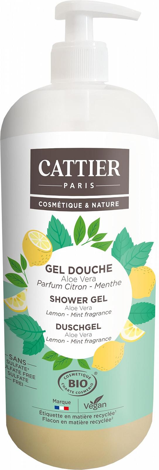 Гель для душа Cattier без сульфатов с ароматом лимона и мяты 1 л, фото №1