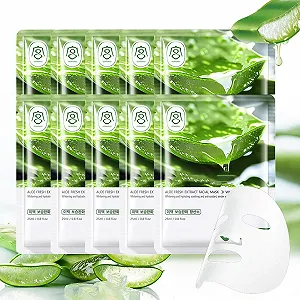 Тканевая маска для лица Aloe Vera Увлажнение с соком алоэ вера для подростков и женщин - освежающая и глубоко очищающая - Фото 1