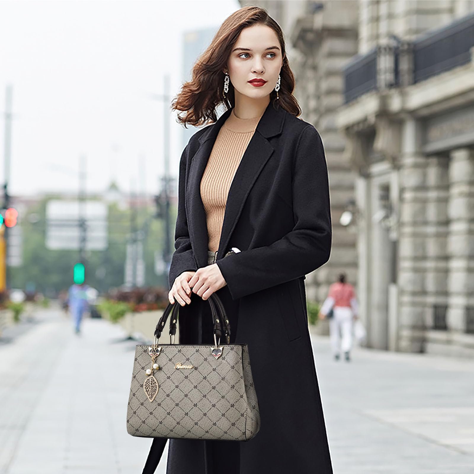 Сумка з верхньою ручкою FORRICA L-DK Сіра, фото №2