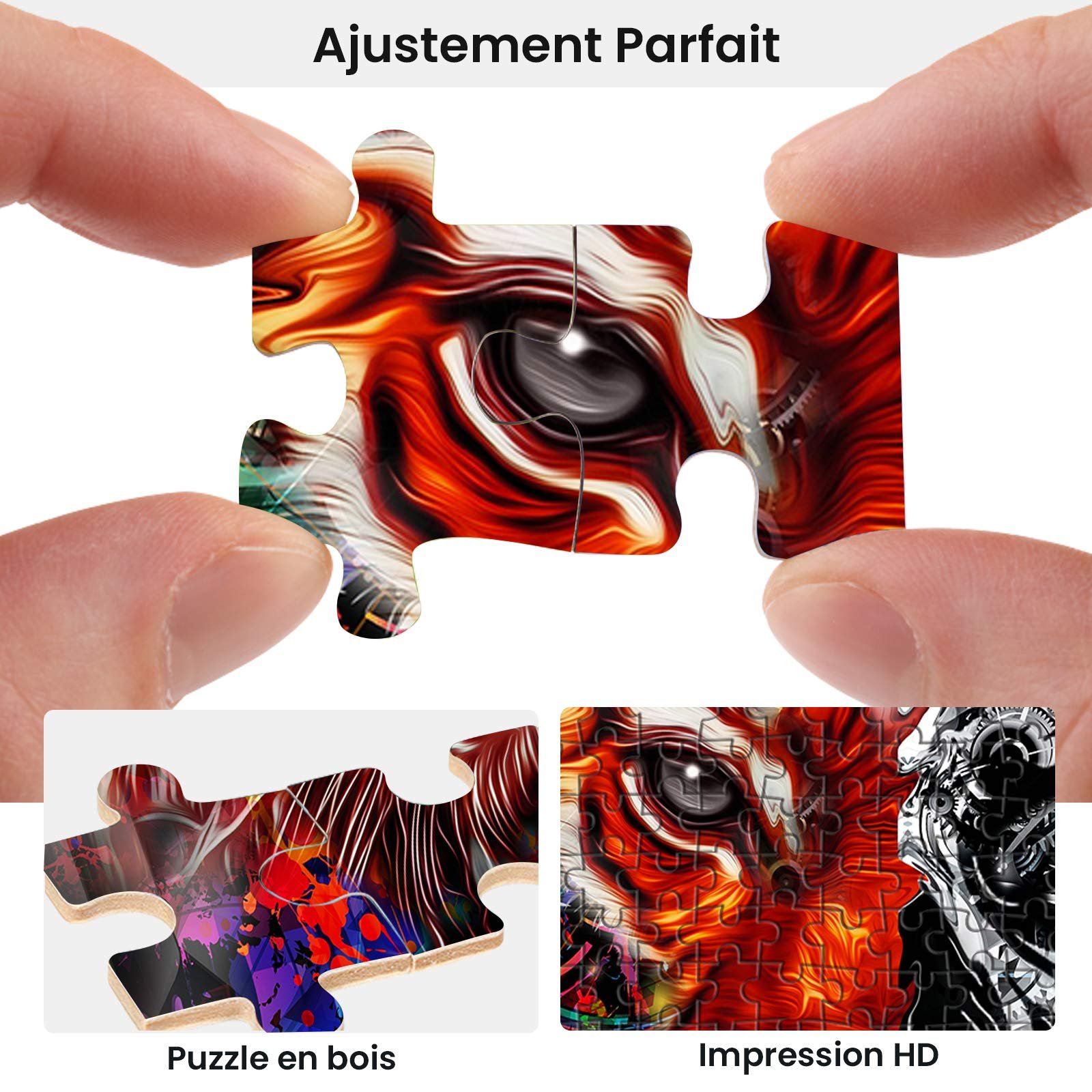 Пазл Tiger Skull DIY деревянный 1000 элементов 75 x 50 см, фото №3