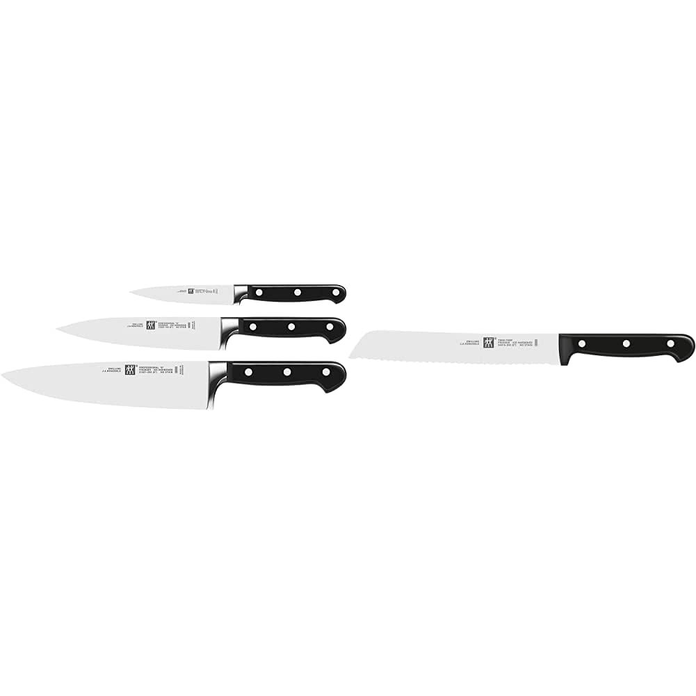 Набор ножей Zwilling 3 предмета: Нож для очистки овощей, Нож для мяса, Нож шеф-повара, Нож для хлеба, 20 см, фото №1