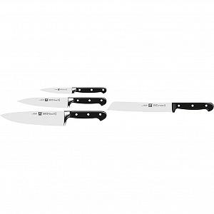 Набор ножей Zwilling 3 предмета: Нож для очистки овощей, Нож для мяса, Нож шеф-повара, Нож для хлеба, 20 см - Фото 1