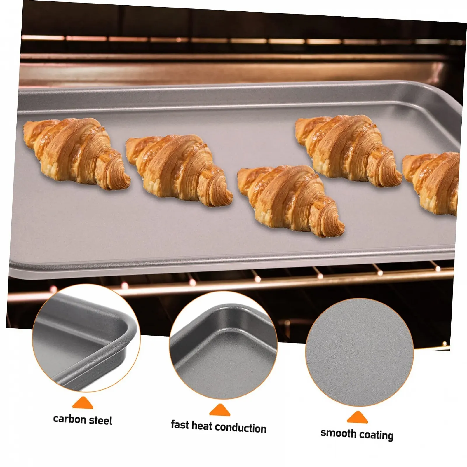 Деко для запікання VALICLUD з вуглецевої сталі антипригарне для піци та овочів товсте, фото №5 Деко для запікання VALICLUD з вуглецевої сталі антипригарне для піци та овочів товсте, фото №5