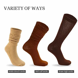 Женские носки 3 пары, удлиненные носки до колен, хлопковые вязаные носки, осенне-зимние носки для стильного и комфортного вида, один размер synthetic.ua - Фото 1