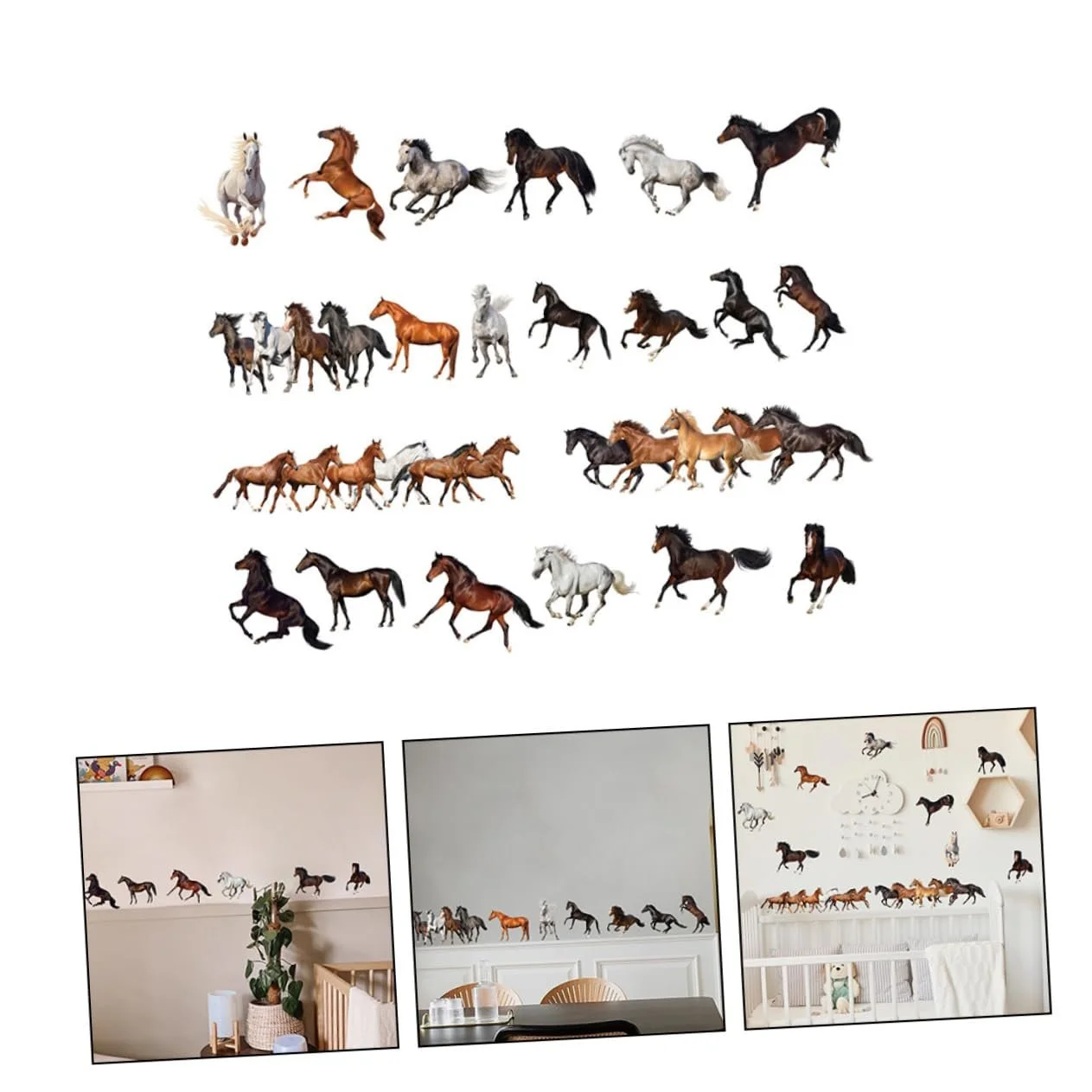 Наклейки на стіну Horse 4 листи PVC самоклеючі Cute Animals, фото №7