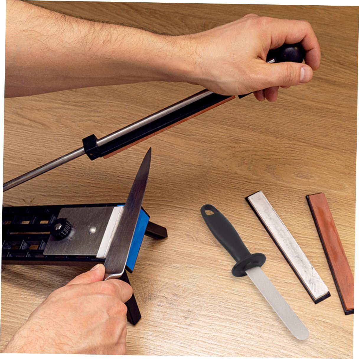 Мусат для заточування кухонних ножів професійний двосторонній, з кільцем для підвішування, фото №9 Мусат для заточування кухонних ножів професійний двосторонній, з кільцем для підвішування, фото №9