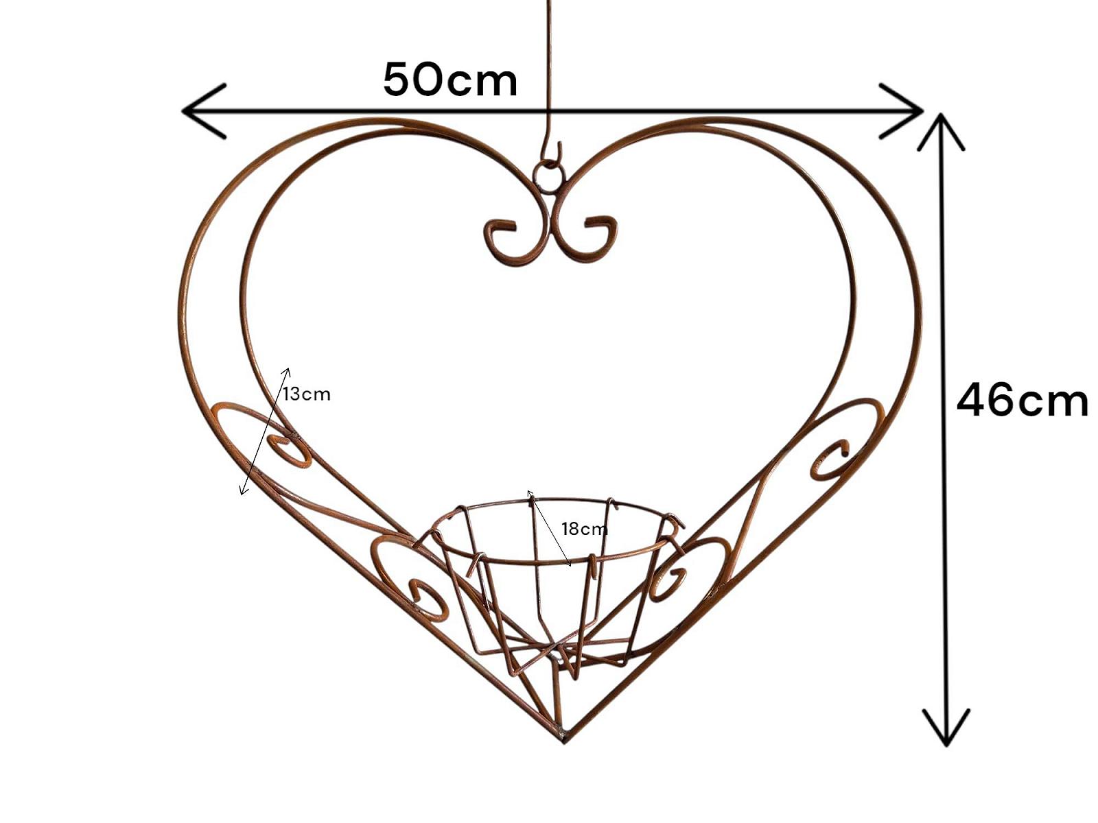 Підвісний кошик Patina Серце 50 x 46 см металевий вінтажний іржава патина, фото №2 Підвісний кошик Patina Серце 50 x 46 см металевий вінтажний іржава патина, фото №2