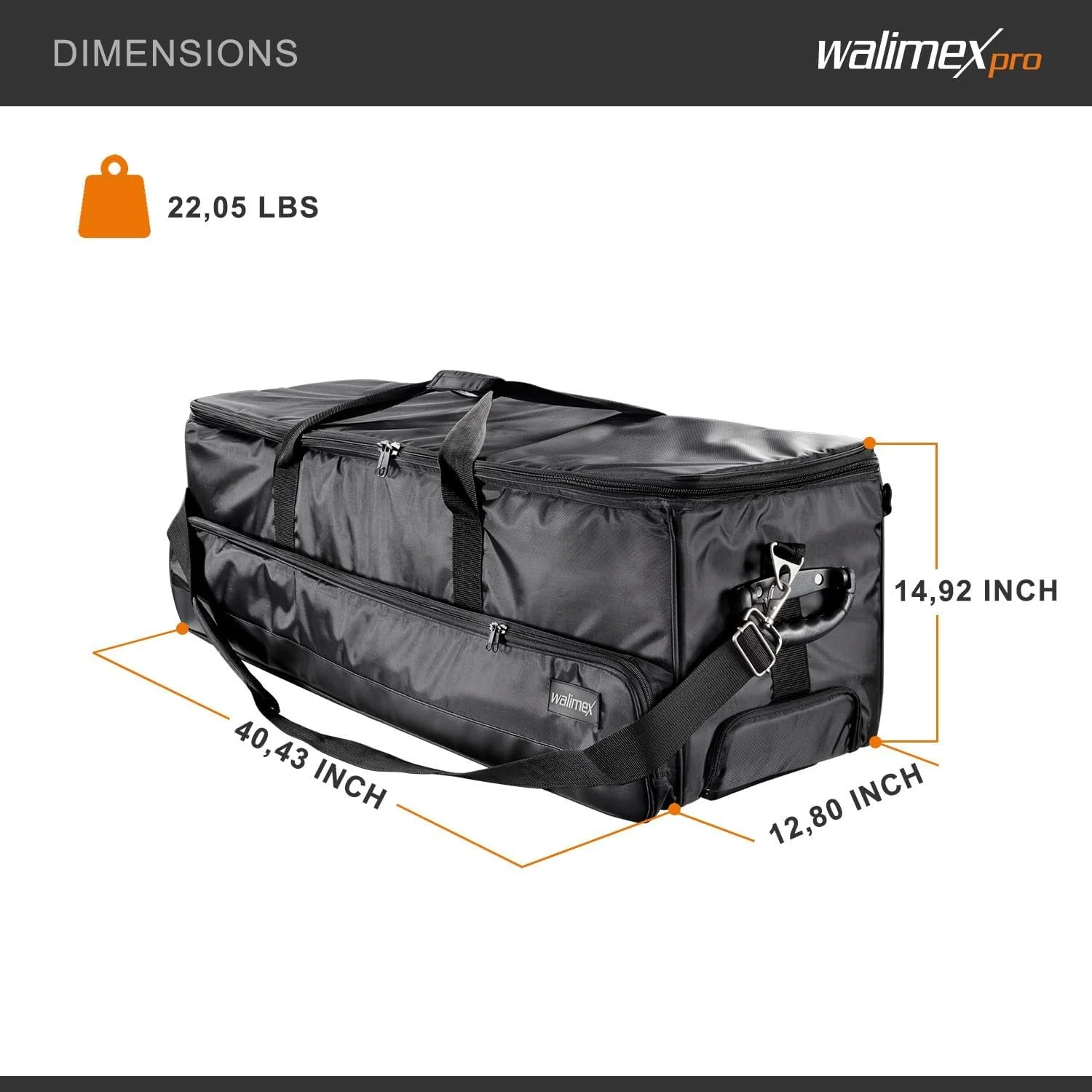 Сумка-візок для студійного обладнання WalimexPro XL / 95x26x28см / Чорний, фото №3