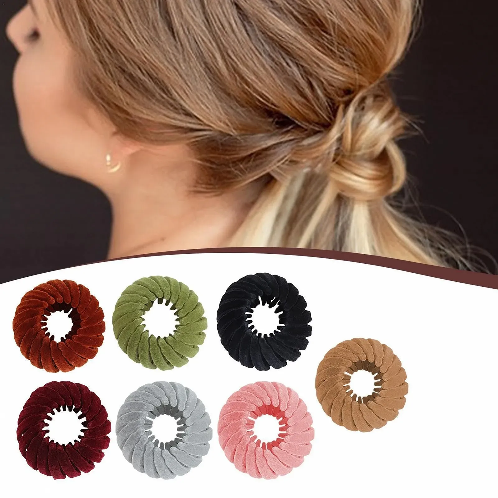 Заколка для волос Птичье гнездо Euyehn, 7 шт., расширяемый пучок, держатель для хвостика, резинки, аксессуары для волос, фото №3