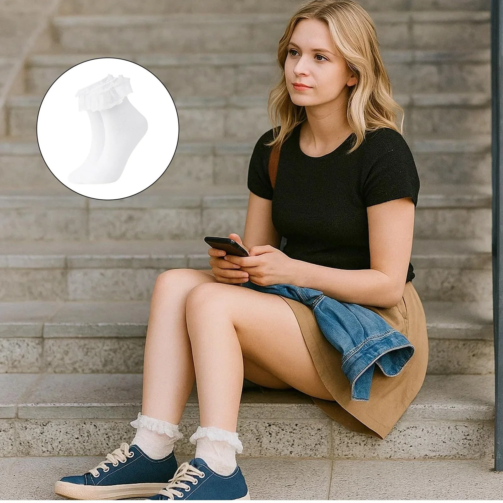 Носки с оборками Женские Белые носки с оборками Кружево с бантом Элегантные носки для молодых женщин Дышащие хлопковые носки-следки Балетные носки Элегантные милые носки принцессы, фото №7