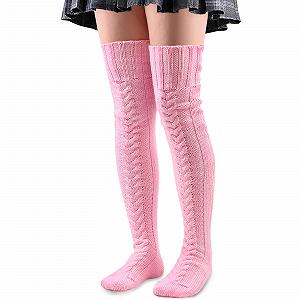 Гольфы LittleForBig выше колена, экстра длинные гетры, вязаные носки с кабельной вязкой, 85 см - Фото 1