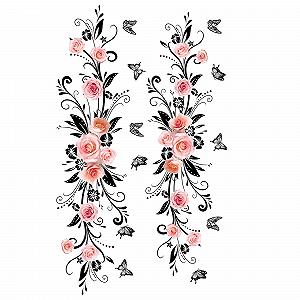 Наклейка на стіну Black Flowers Rose Butterfly 60 x 15 см 2 шт. - Фото 1
