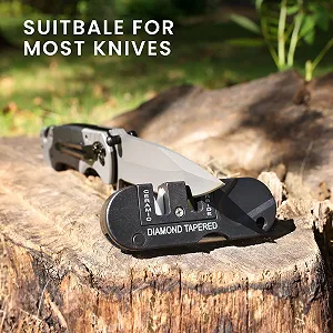 Точилка для ножів портативне kwmobile Whetstone Tungsten Steel Ceramic Diamond Rod Чорне synthetic.ua - Фото 1