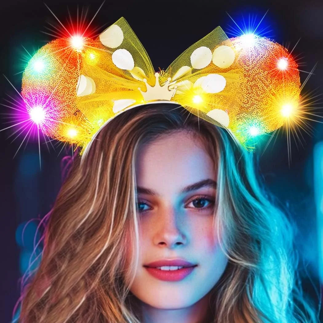 Обруч Ушки Мыши С Подсветкой Блестящие Уши, фото №5