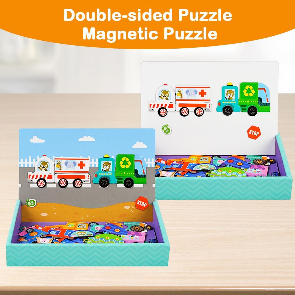 Магнітний пазл Magnetic Vehicle Puzzle Toy для дітей 3-5 років Транспорт, фото №4
