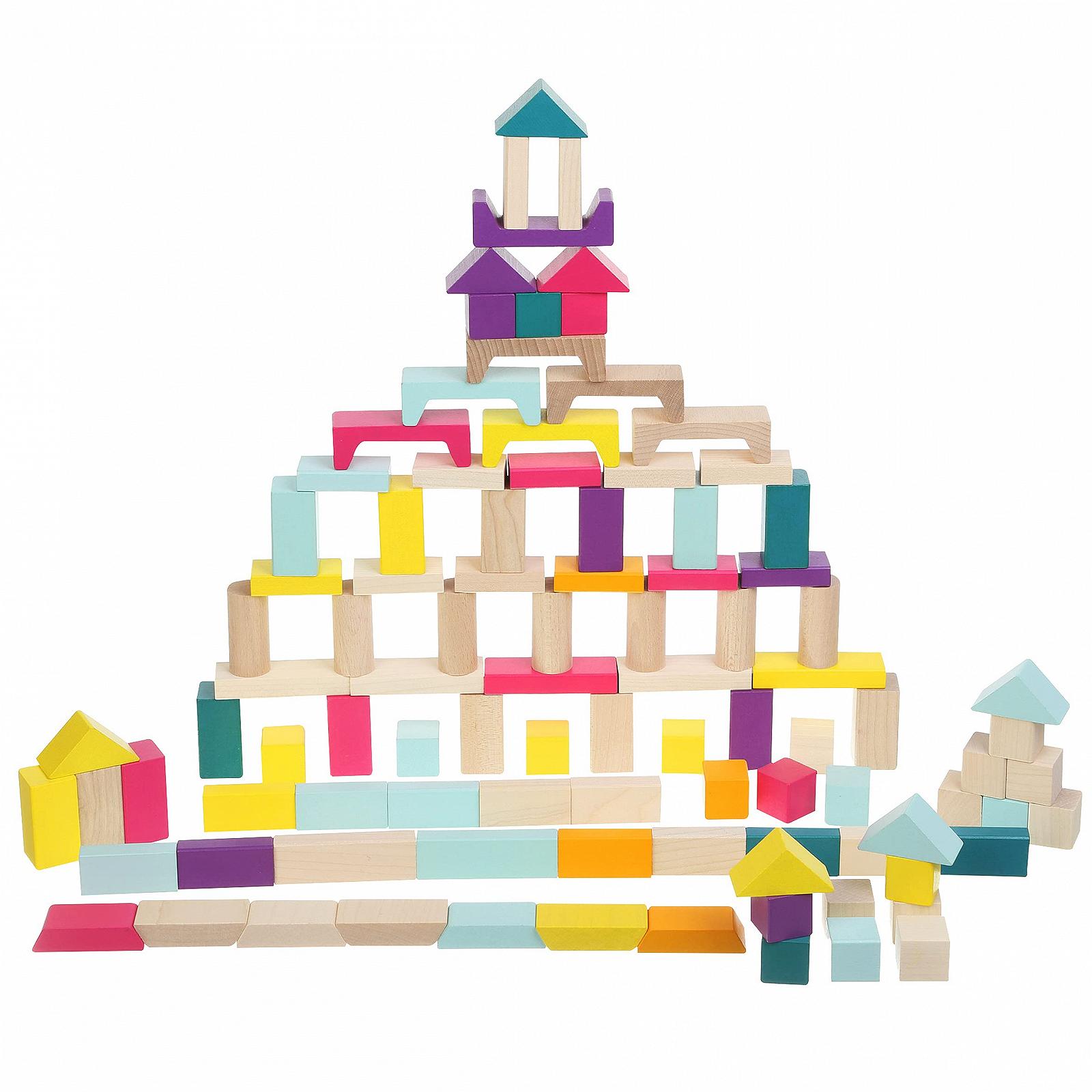 Кубики JAMARA Kidiwood Деревянные Цветная Смесь 100 Штук, фото №4