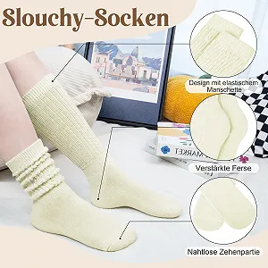 4 пари жіночих в'язаних шкарпеток, бавовняні гетри synthetic.ua - Фото 1