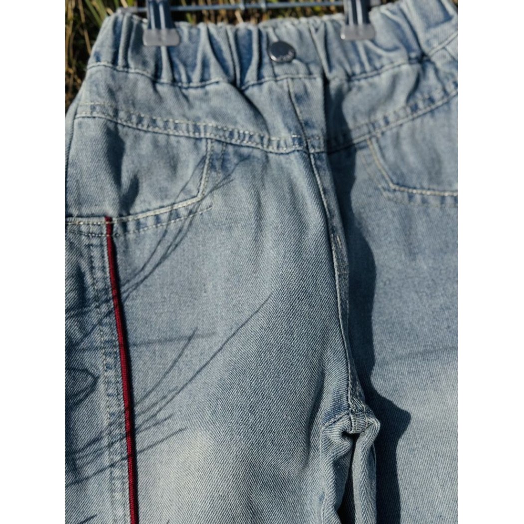 Джинси oversize для дівчинки з червоною смужкою 1201-70 см широкі джинси street style, фото №5
